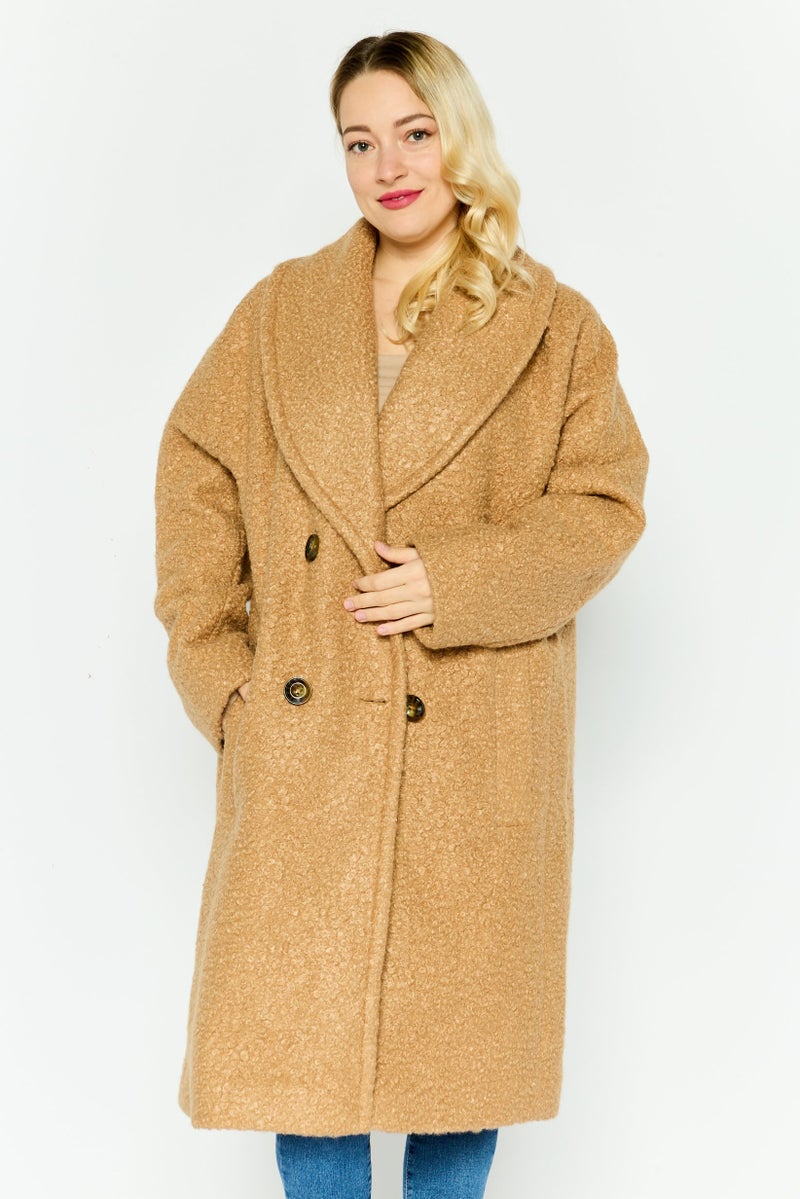 ANNE KLEIN Women Textured Softshell Jacket, Camel - Image 1